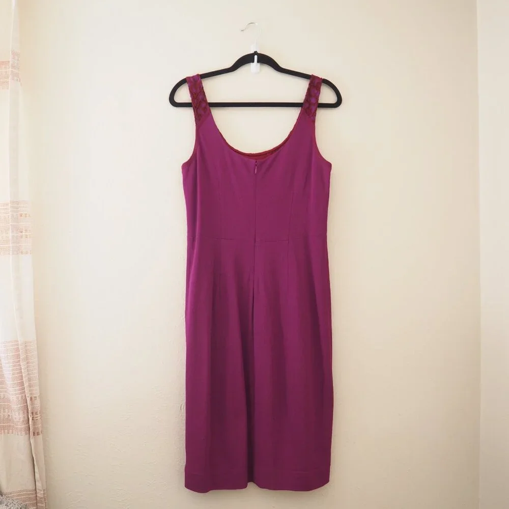 Diane Von Furstenberg Geovana Purple Amethyst Sleeveless Lace Panel Sheath Dress - Picture 9 of 12